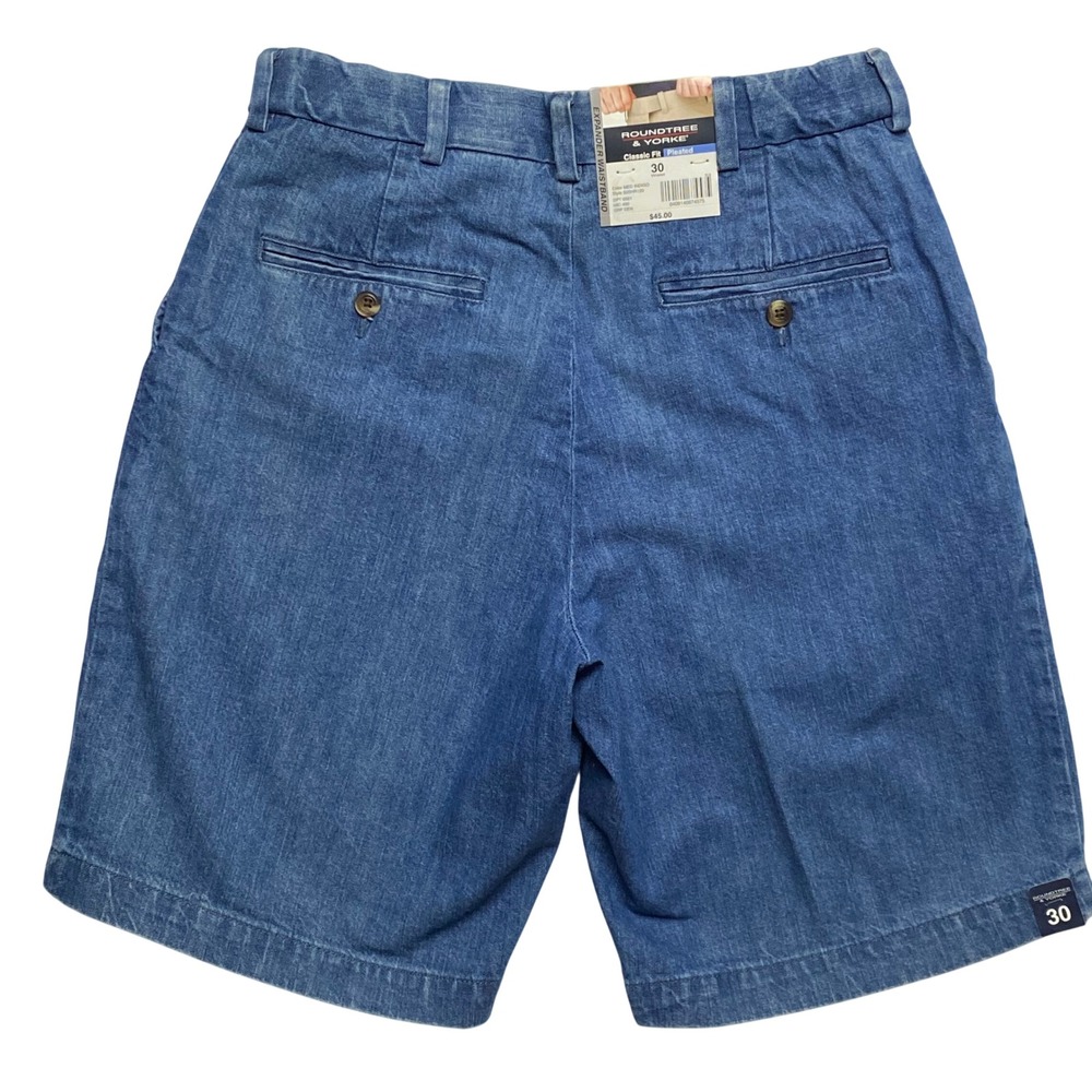 Roundtree‎ & Yorke Travel Smart Mens Pleated Shorts Expander Waistband 30 NWT - Picture 9 of 10